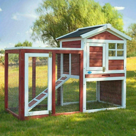 Wooden Rabbit Hutch Cage House Habitat Pet Chicken Coop Outdoor Medium Size