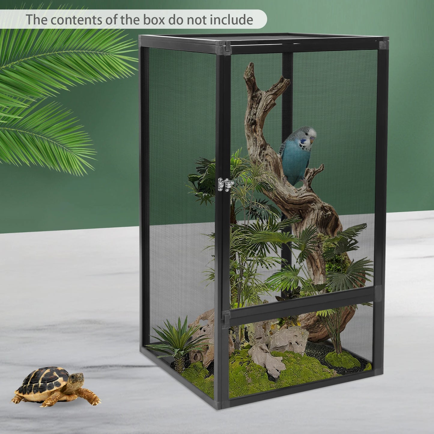 Freestanding Reptile Feeding Box Micro Habitat Enclosure for Chameleons, Lizards, Insects, Snakes