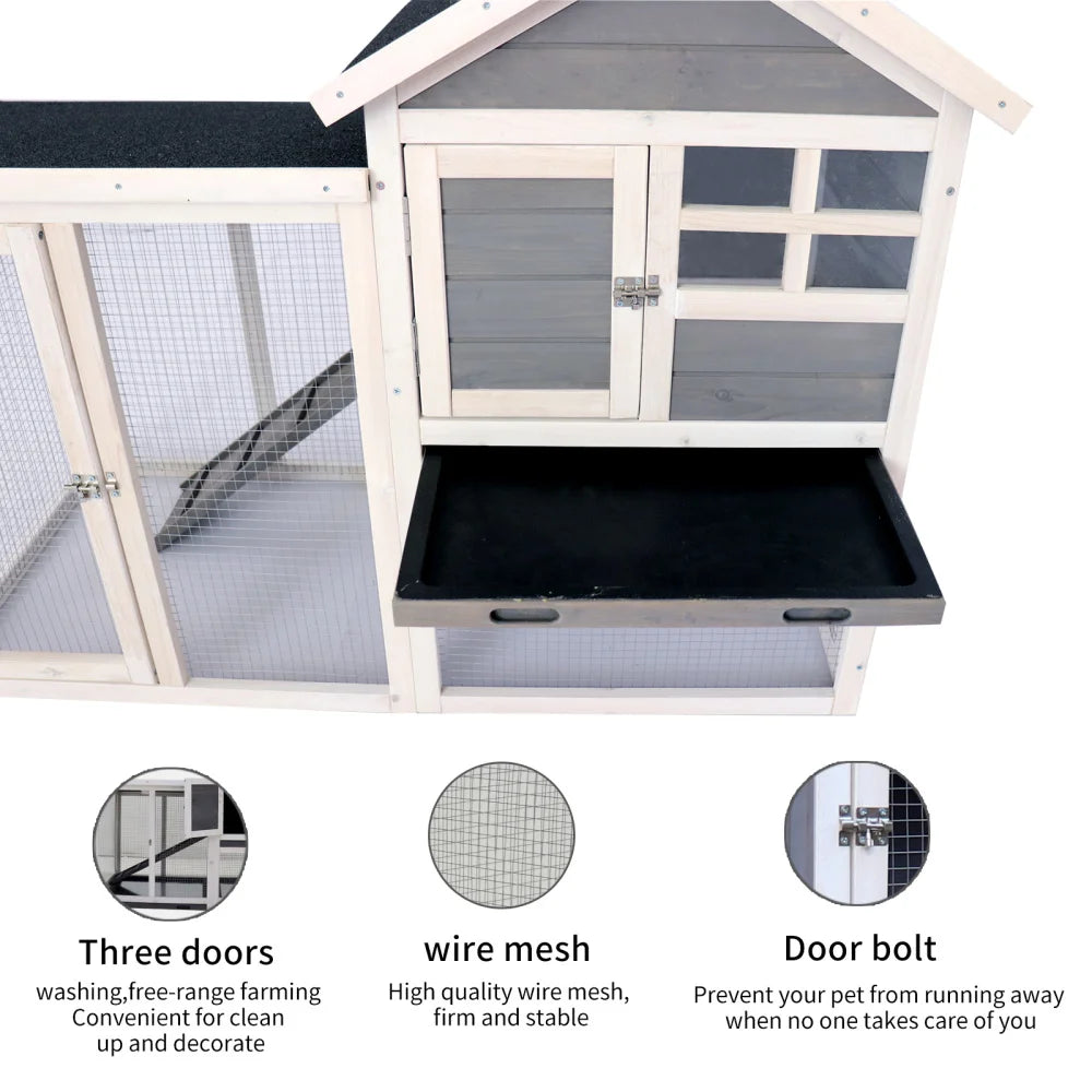 Deluxe Wooden Chicken Coop Hen House Hutch Poultry Cage