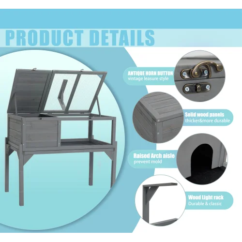 Indoor Outdoor Turtle Habitat With Detachable Legs Wooden Small Animal And Reptile Enclosure