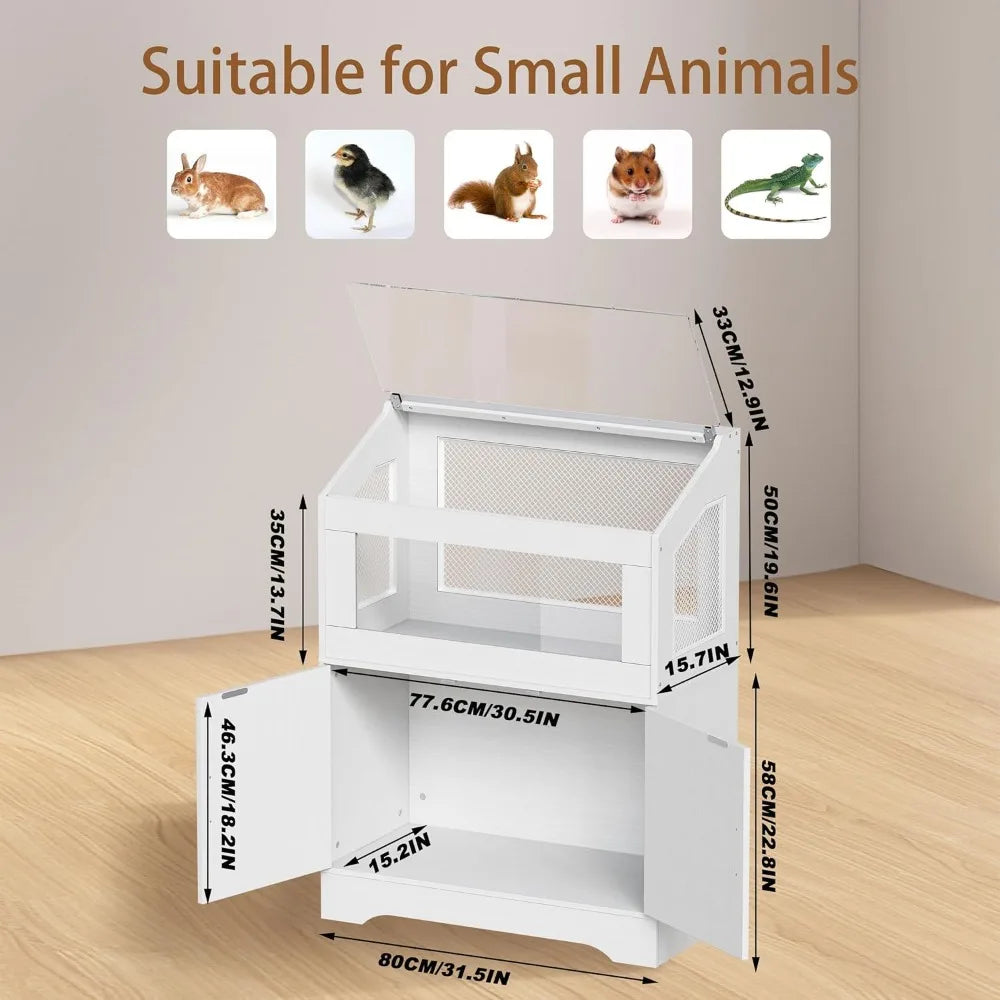 Hamster Cage, Small Animal Cages with Storage Cabinet, Visual and Ventilated Large Habitats Hamster House for Rat, Guinea Pig