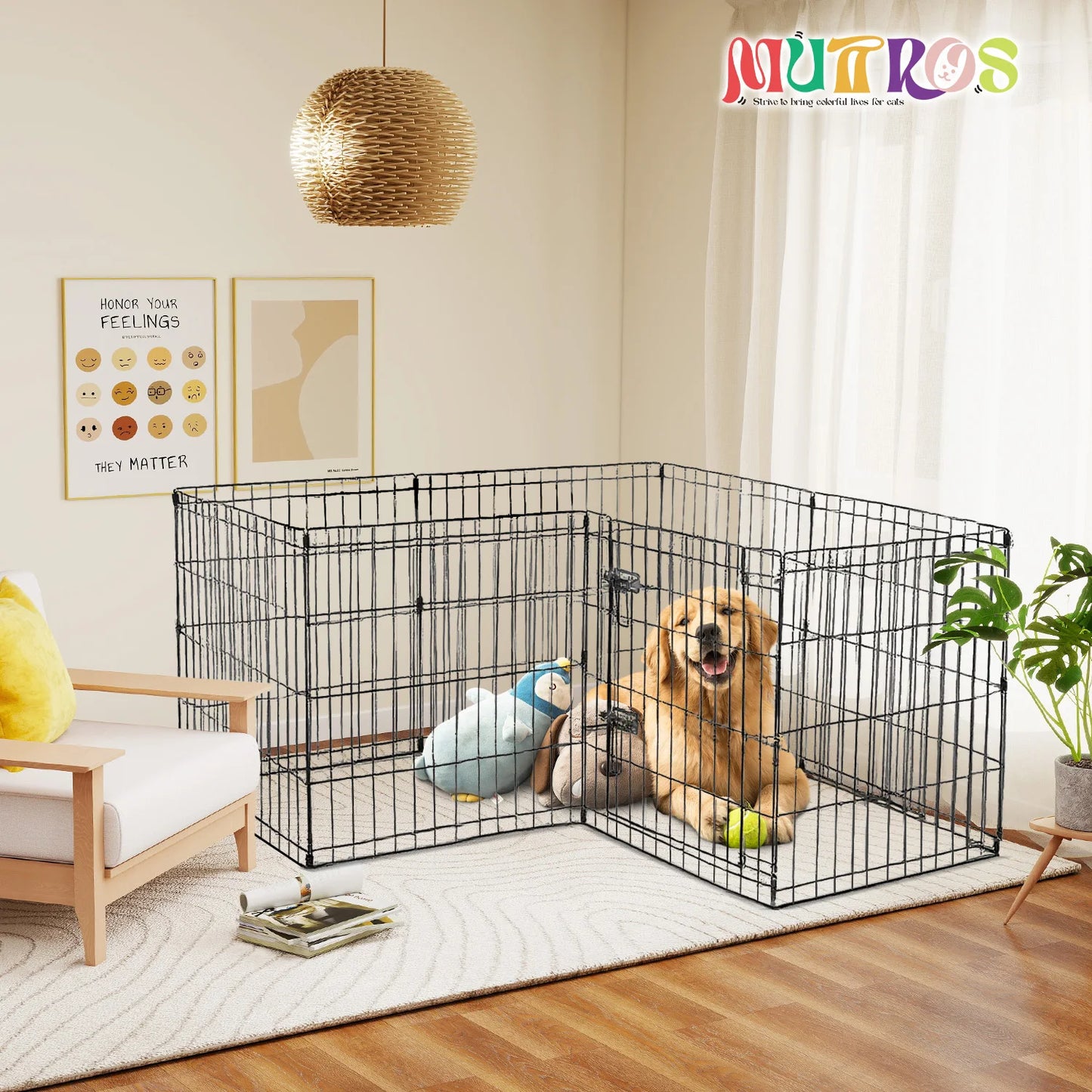 Foldable Metal Dog Playpen for Indoor Outdoor Easy Assembly