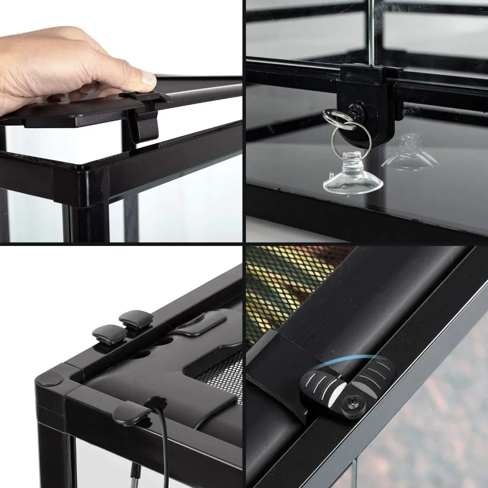 Large 34 Gallon Reptile Glass Tank with Double Hinge Door