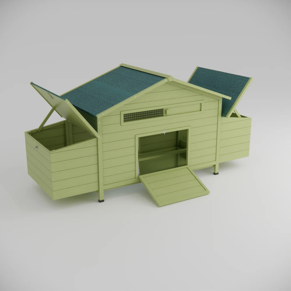 11.12 ft² Large Wooden Chicken Coop Outdoor Hen House with 2 Free-range Doors and Nesting Boxes