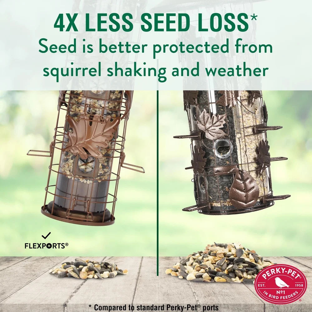 Squirrel Proof Wild Bird Feeder With Weight Activated Seed Shield And Six Feeding Stations Durable Metal Construction