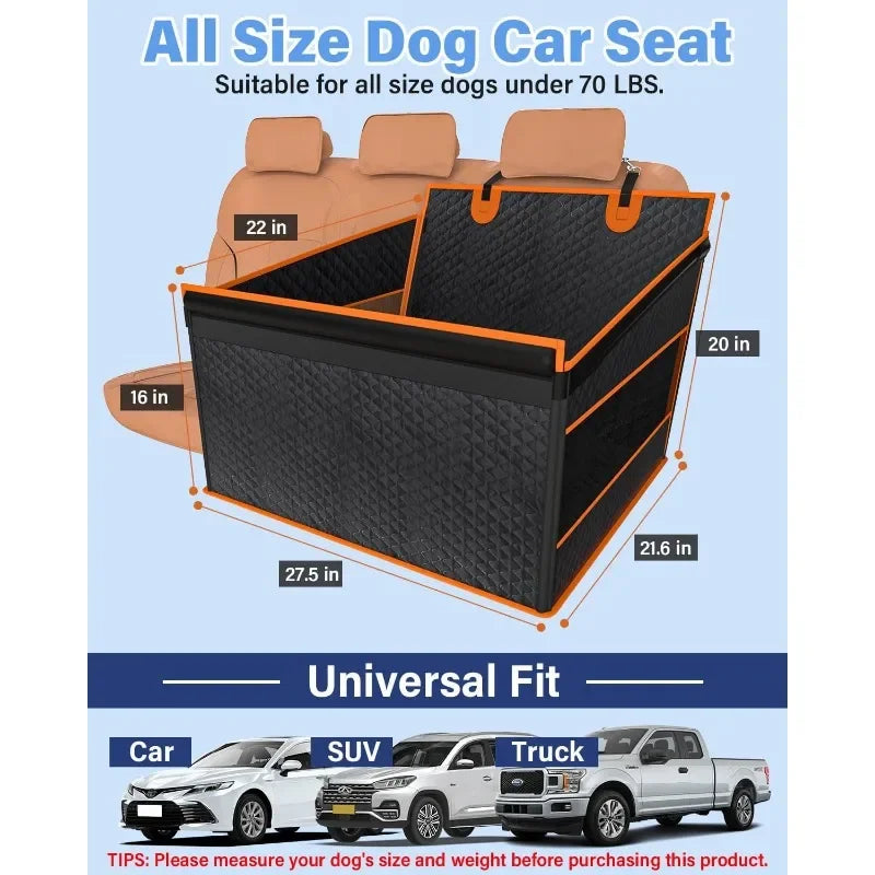 Dog Car Seat for Large Dogs Waterproof Oxford Fabric Foldable Back Seat Extender for Pets 27.5L x 21.6W x 20H Inches