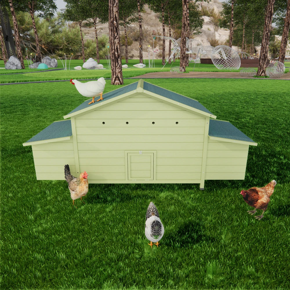 11.12 ft² Large Wooden Chicken Coop Outdoor Hen House with 2 Free-range Doors and Nesting Boxes