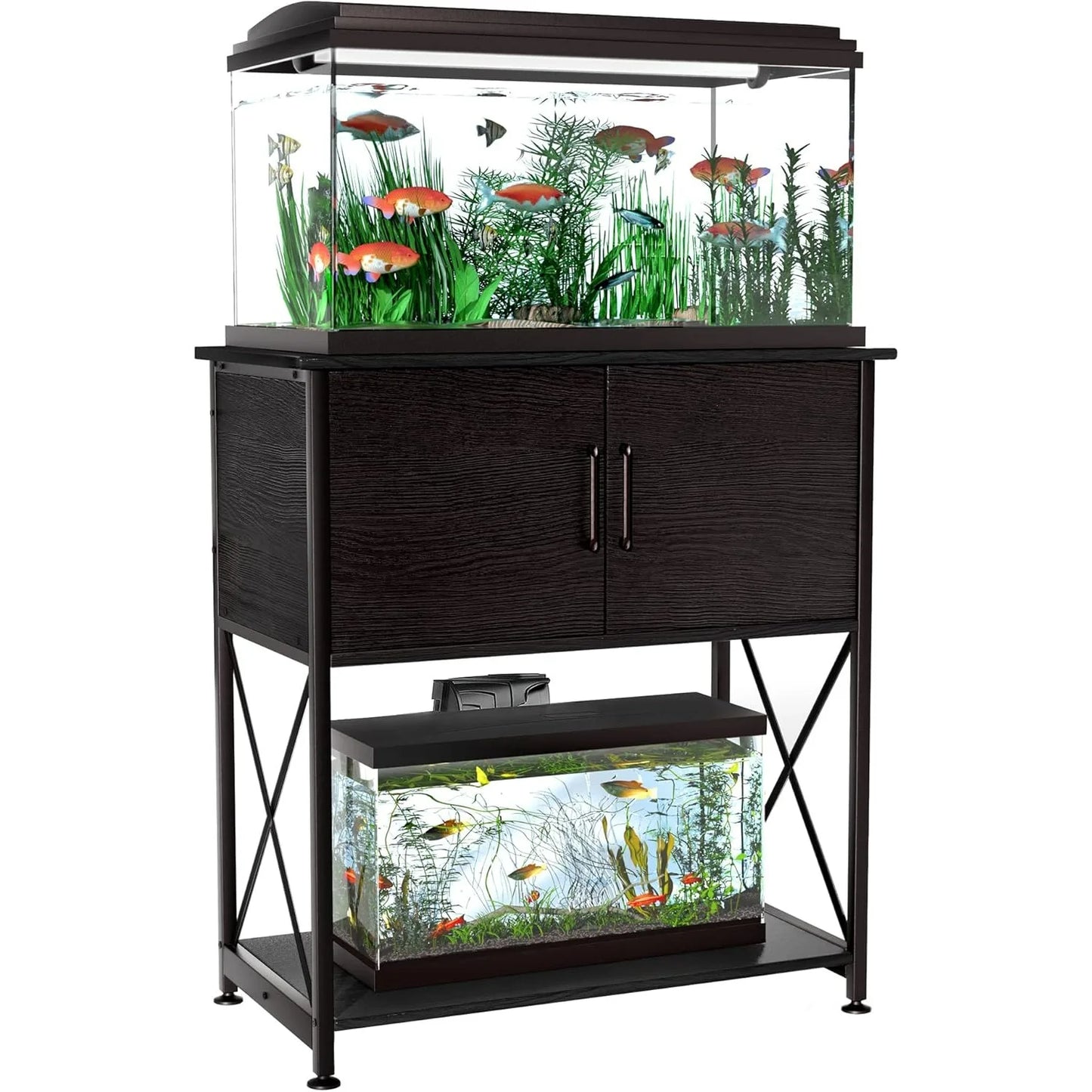 20 to 29 Gallon Aquarium Stand Metal Frame Fish Tank Stand with Cabinet Storage for 20 Gallon Long Aquarium