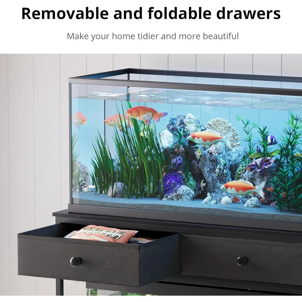VOWNER 40 Gallon Aquarium Stand With Power Outlet Metal Frame Cabinet Storage