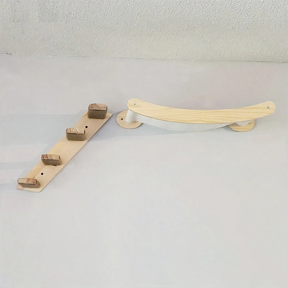 Cat Hammock and Stairway Wall Mounted Climbing Shelf with Sisal Rope for Cats and Kittens
