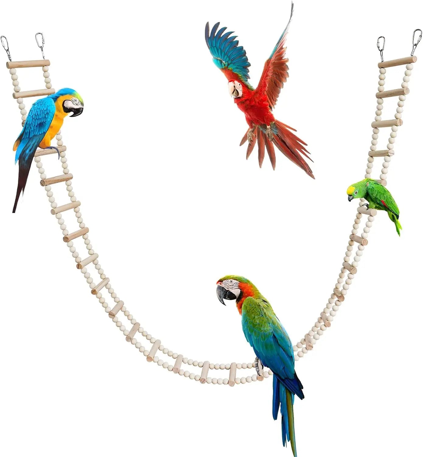 Wooden Bird And Hamster Ladder Bridge 28 Step Climbing Toy For Parrots Rats Squirrels Parakeets
