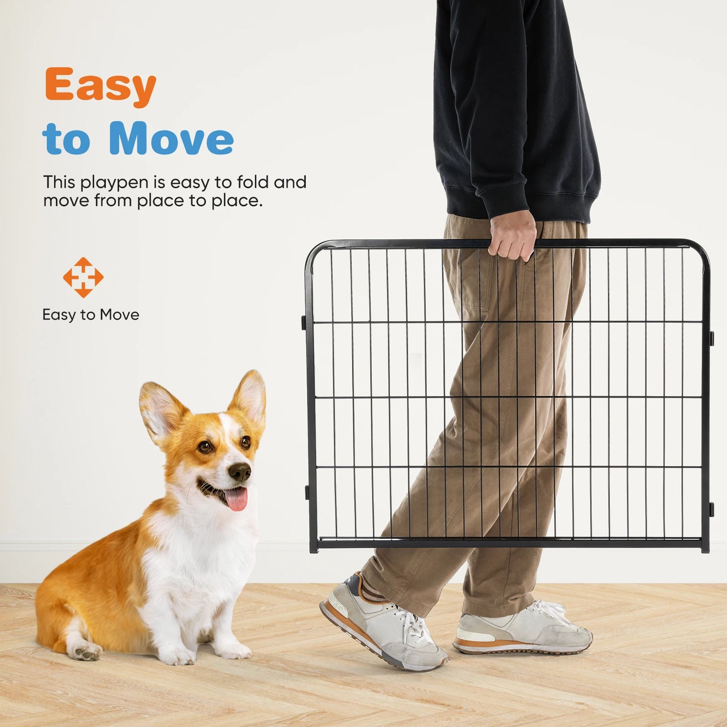 JHK 8 Panel Dog Playpen Indoor Pet Fence Heavy Duty Metal