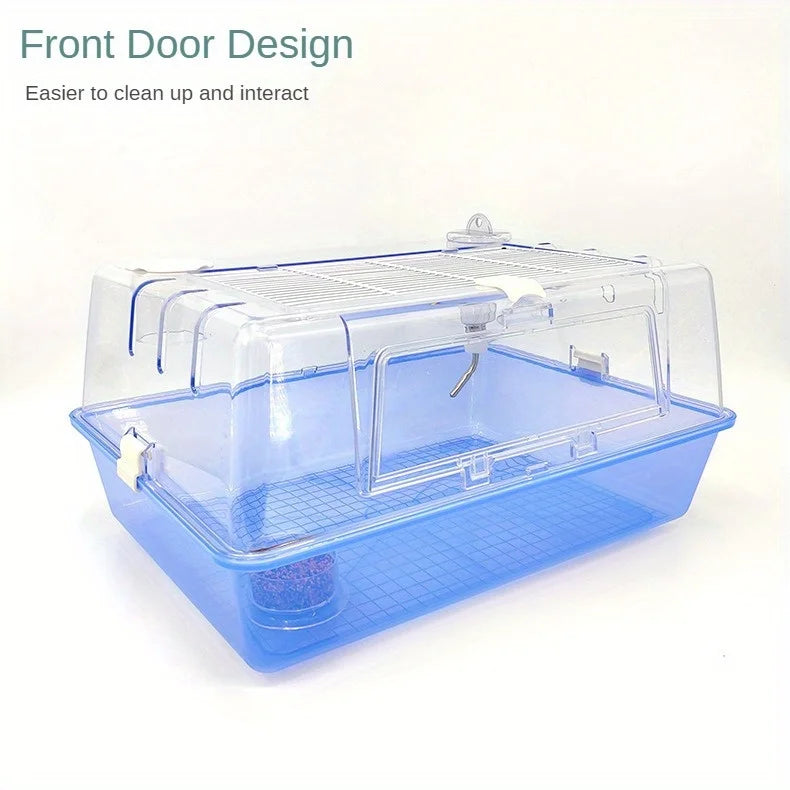 Large Transparent Acrylic Hamster Cage - Front-Opening Door for Easy Cleaning Spacious, Healthy Material, Breathable, Panoramic