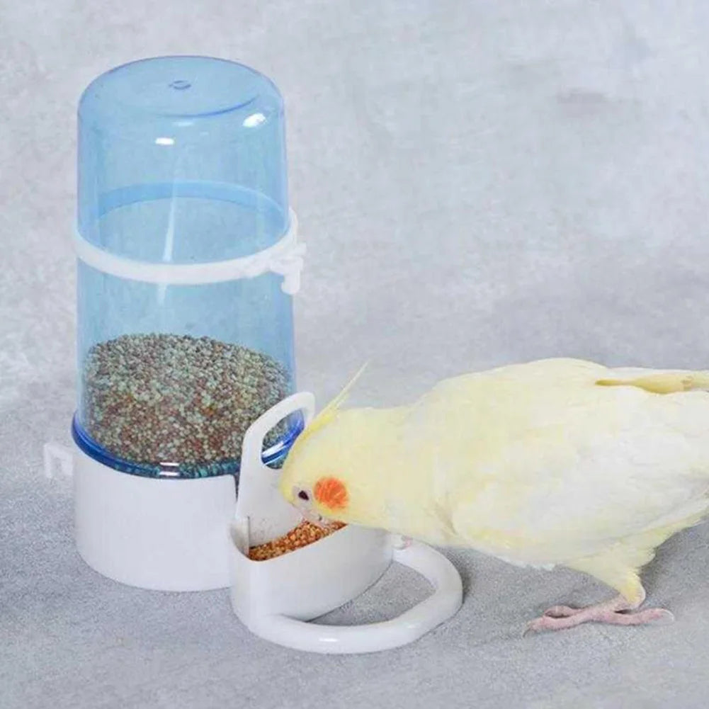Bird Water Drinker Feeder Container For Birdcages Transparent Blue Plastic
