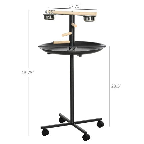 PawHut Bird Play Stand Portable Parrot Perch With Wheels