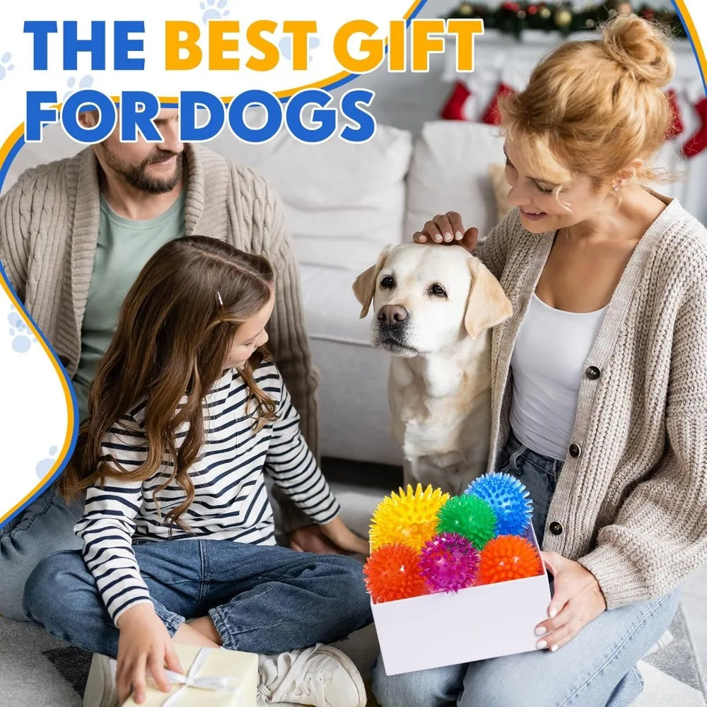 50 Pcs Squeaky Spiky Dog Balls Bulk For Aggressive Chewers