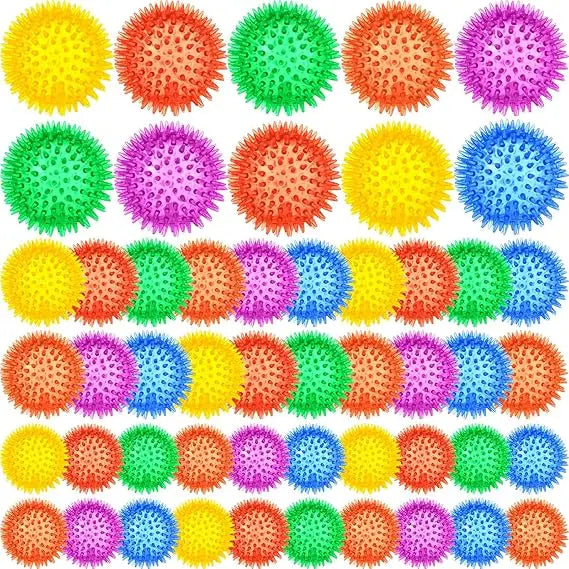 50 Pcs Squeaky Spiky Dog Balls Bulk For Aggressive Chewers