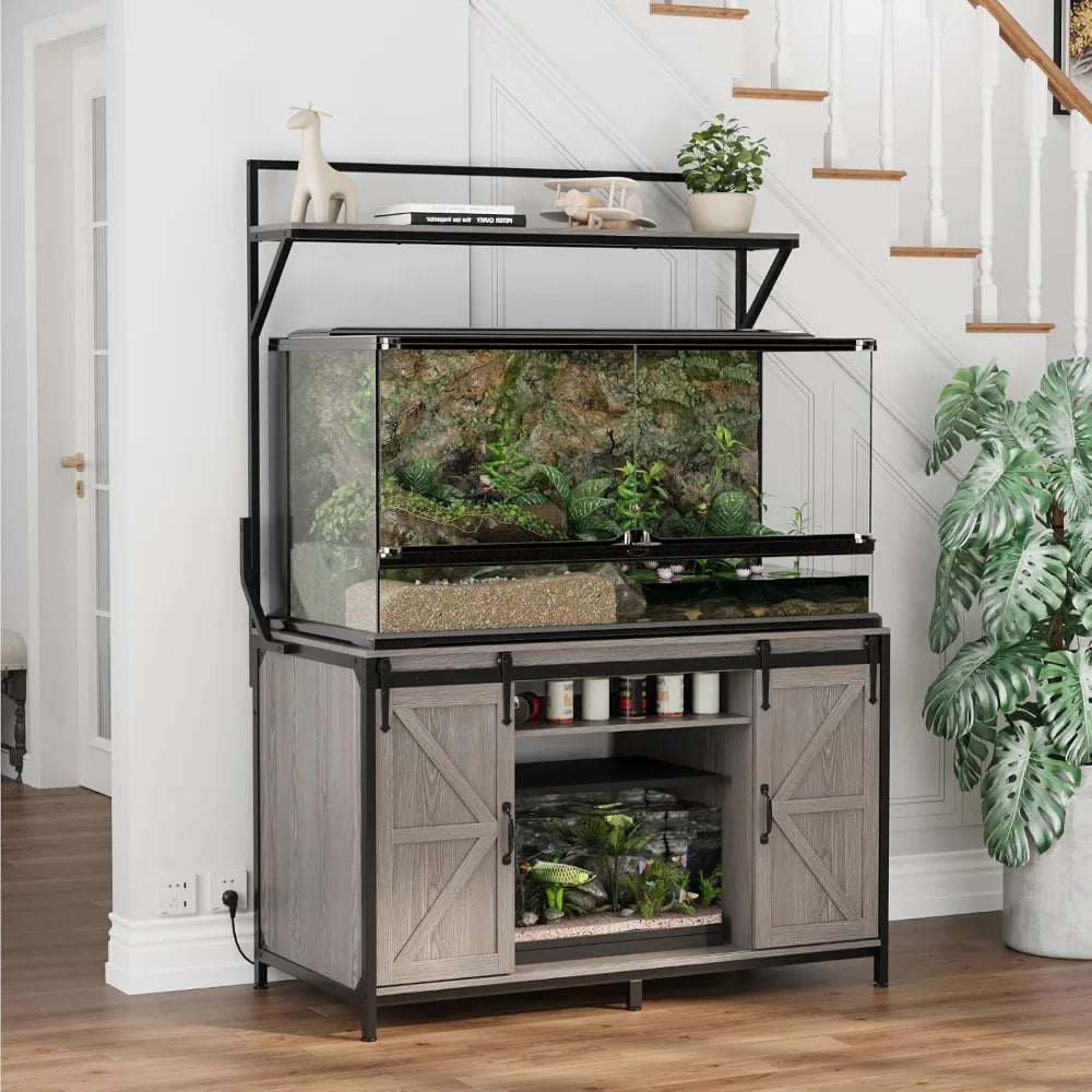 Farmhouse Reptile Tank Stand with Power Outlet for 120 Gallon Bearded Dragon Tank 48 Inch by 24 Inch Heavy Duty Aquari