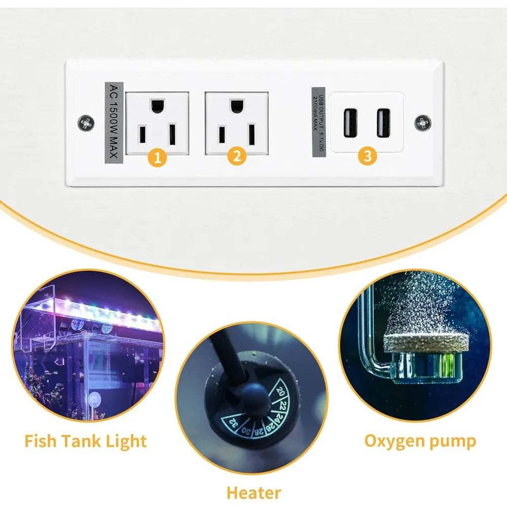 40 To 50 Gallon Aquarium Stand With Power Outlets And Cabinet Storage LED Light