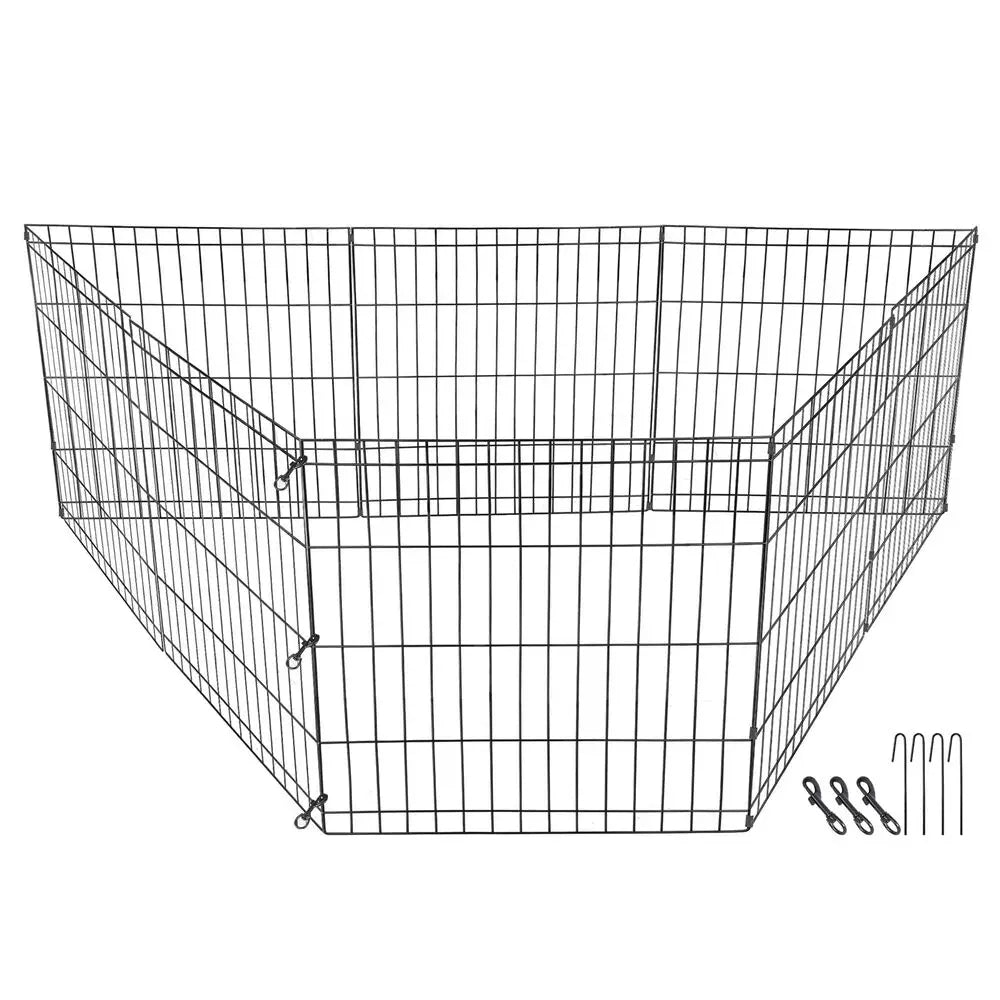 24 Inch Tall 8 Panel Metal Dog Playpen For Pets Outdoor Use