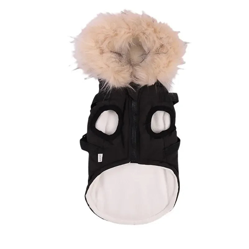 Fleece Lined Dog Hoodie With Built In Harness Warm Winter Jacket With Hood For Small And Medium Dogs