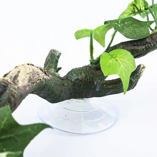 1/2pcs Reptile Terrarium Plant Decoration Reptile Plants With Suction Cup For Amphibian Lizard Climbing Pets Tank Habitat Decor
