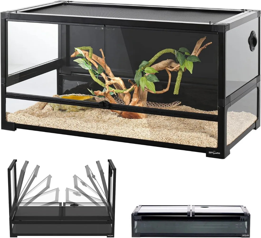 Large 34 Gallon Reptile Glass Tank with Double Hinge Door