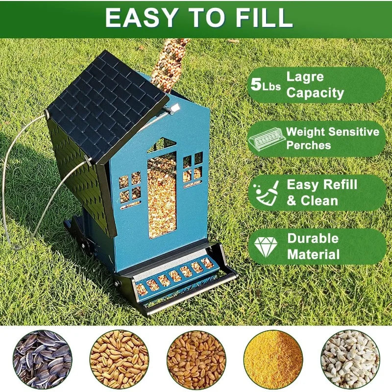 Squirrel Proof Bird Feeder for Outside Large Capacity Seed
