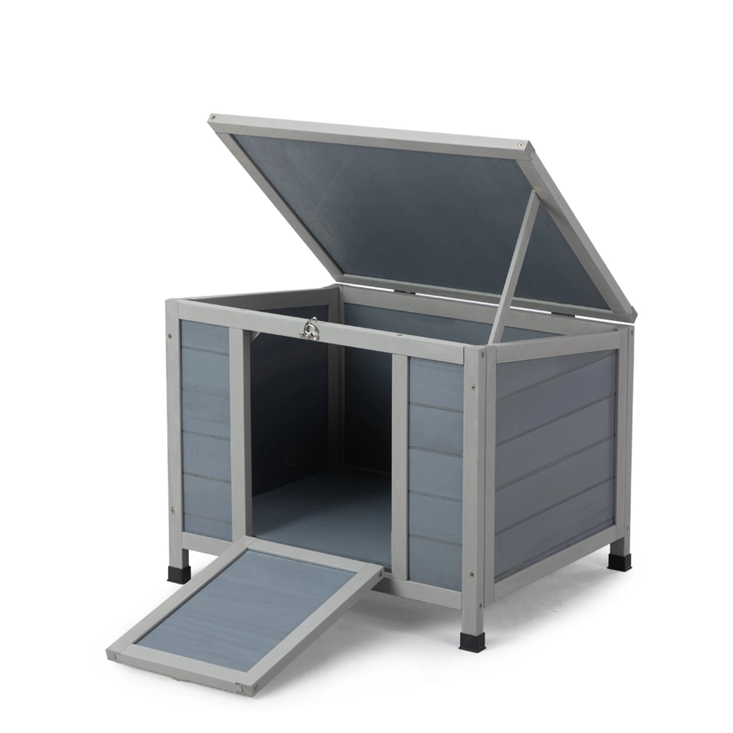Small Wood Rabbit Hutch Bunny Cage Habitat with Weatherproof Openable Top Door Ramp for Guinea Pigs