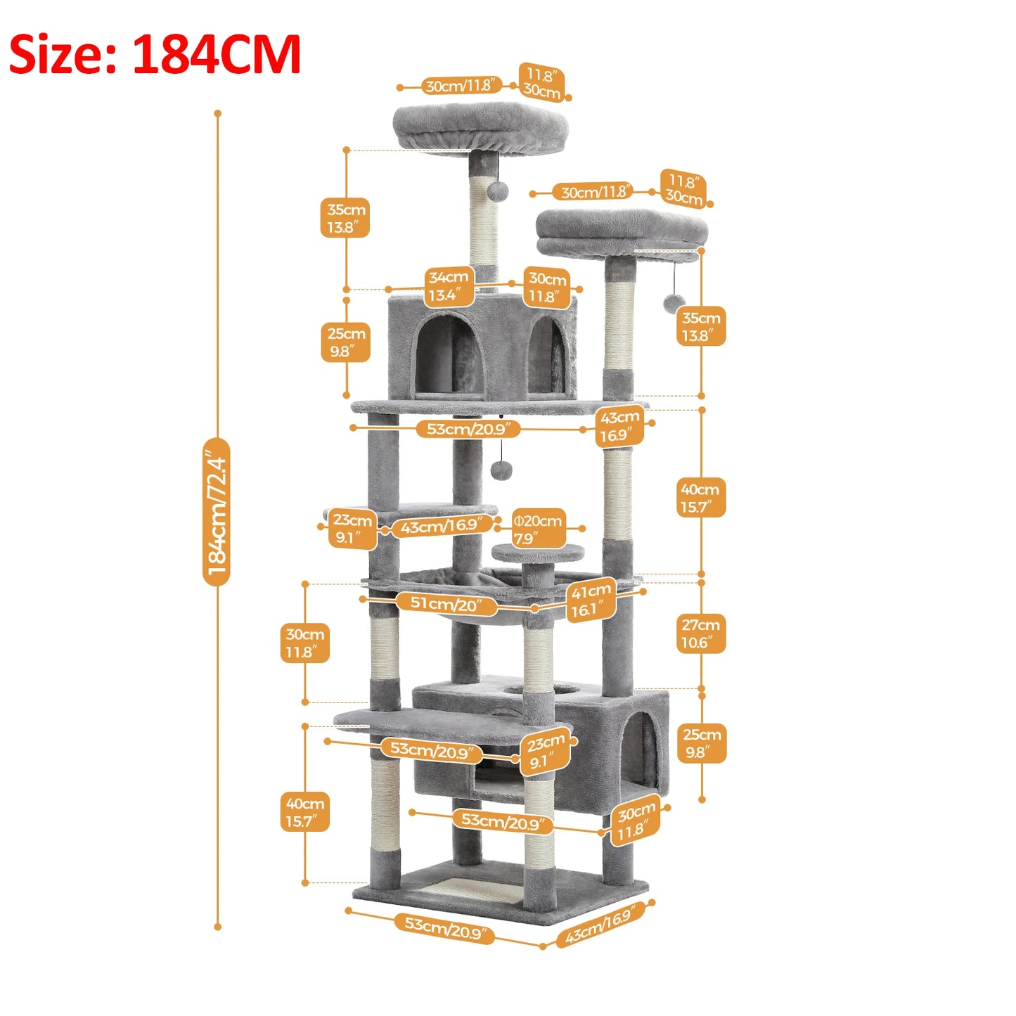 184cm Large Cat Tree For Indoor Cats With Scratching Posts
