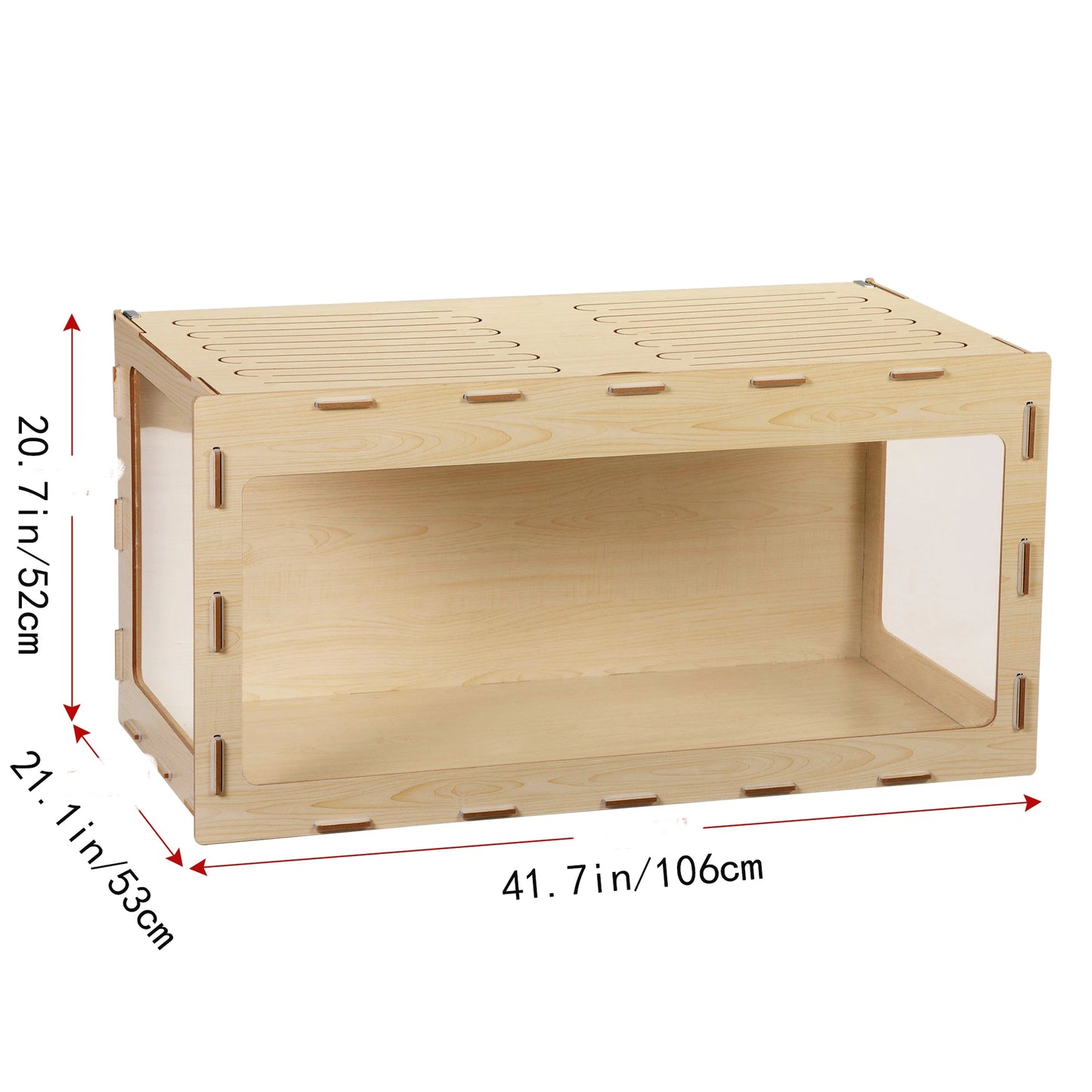 Wooden Hamster Cage Small Animals House Acrylic Hutch for Dwarf Hamster Guinea Pig Chinchilla Opening Top with Air Vents
