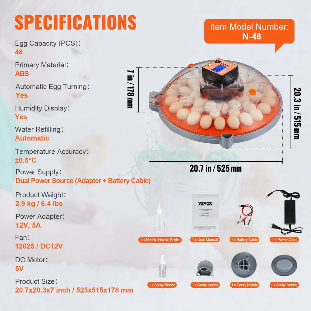 VEVOR Egg Incubator Automatic Egg Turner with Temperature Control