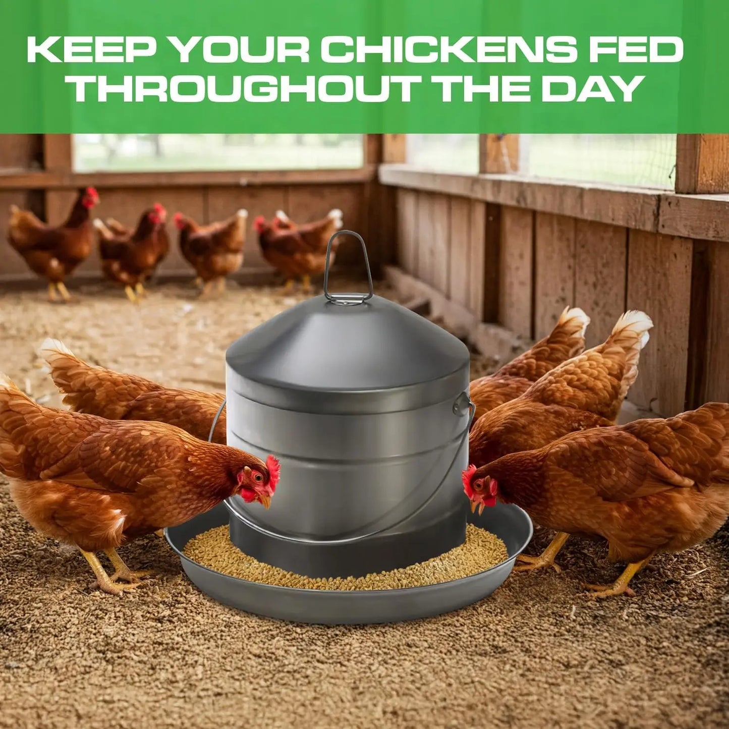 Stainless Steel Hanging Chicken Feeder No Waste Food Grade