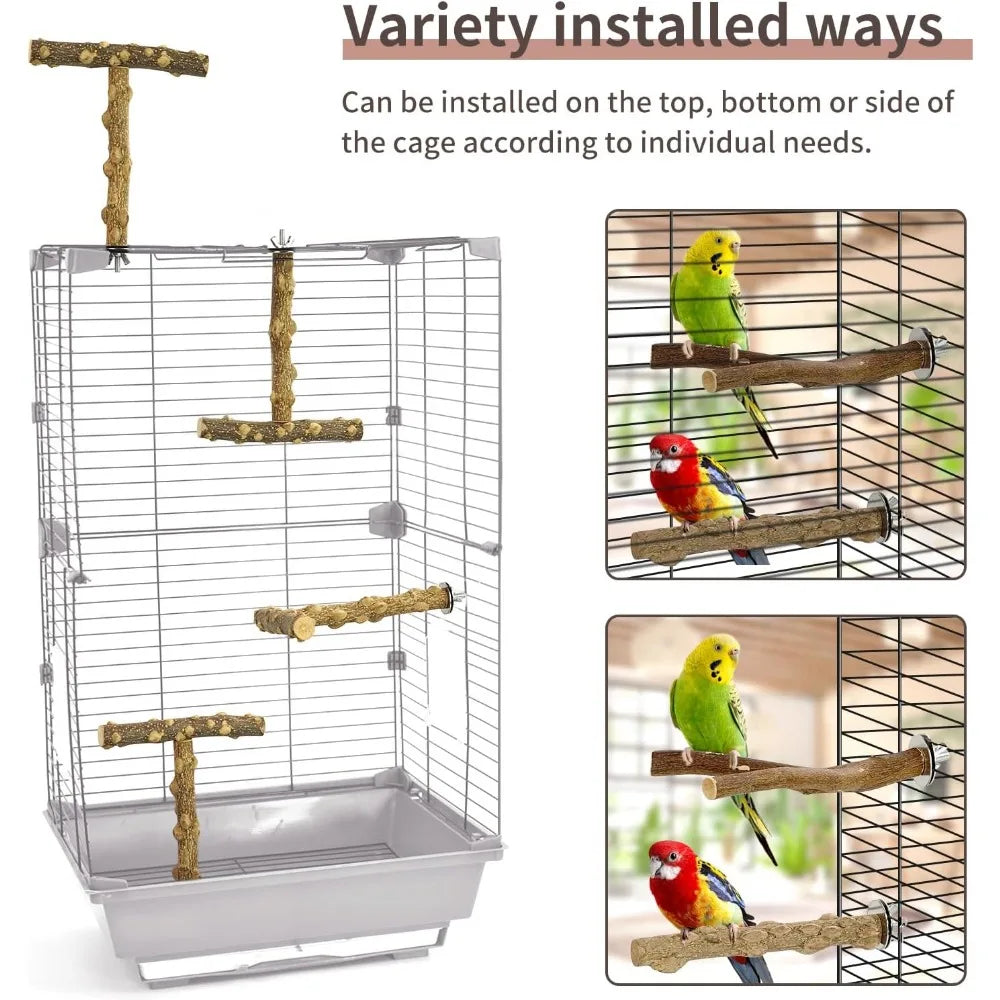 6 Pieces Natural Wood Bird Perches Chewing Sticks For Cage Parrot Climbing Standing Branches For Parakeet Cockatiels