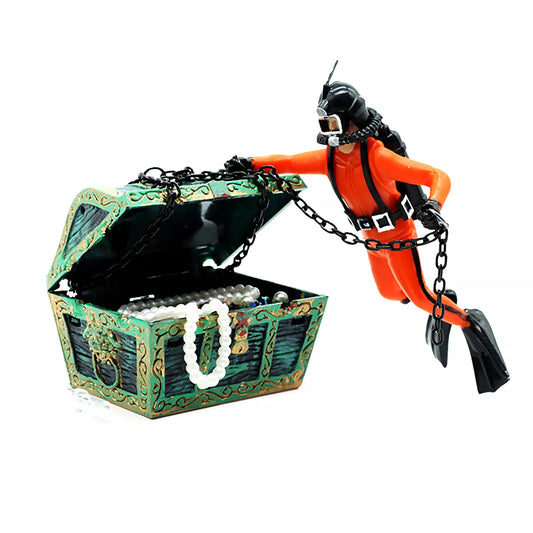Creative Fish Tank Treasure Chest Diver Aquarium Decoration Floating Air Bubbler