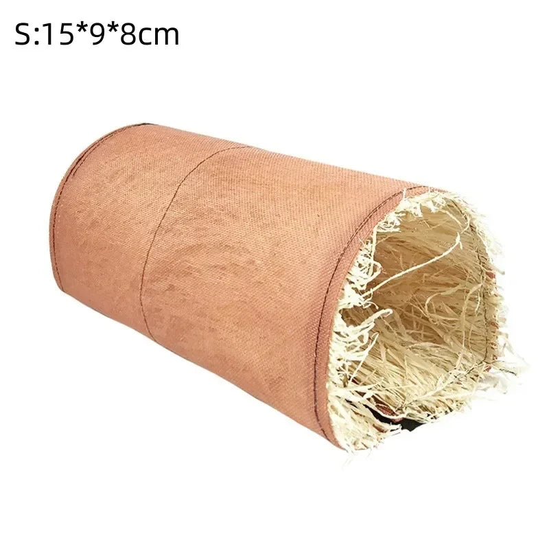 Rabbit Hideaway Toy Grass Straw Bunny Tunnel Hamster Accessories for Guinea Pig Chinchilla Ferret and Rat Cage