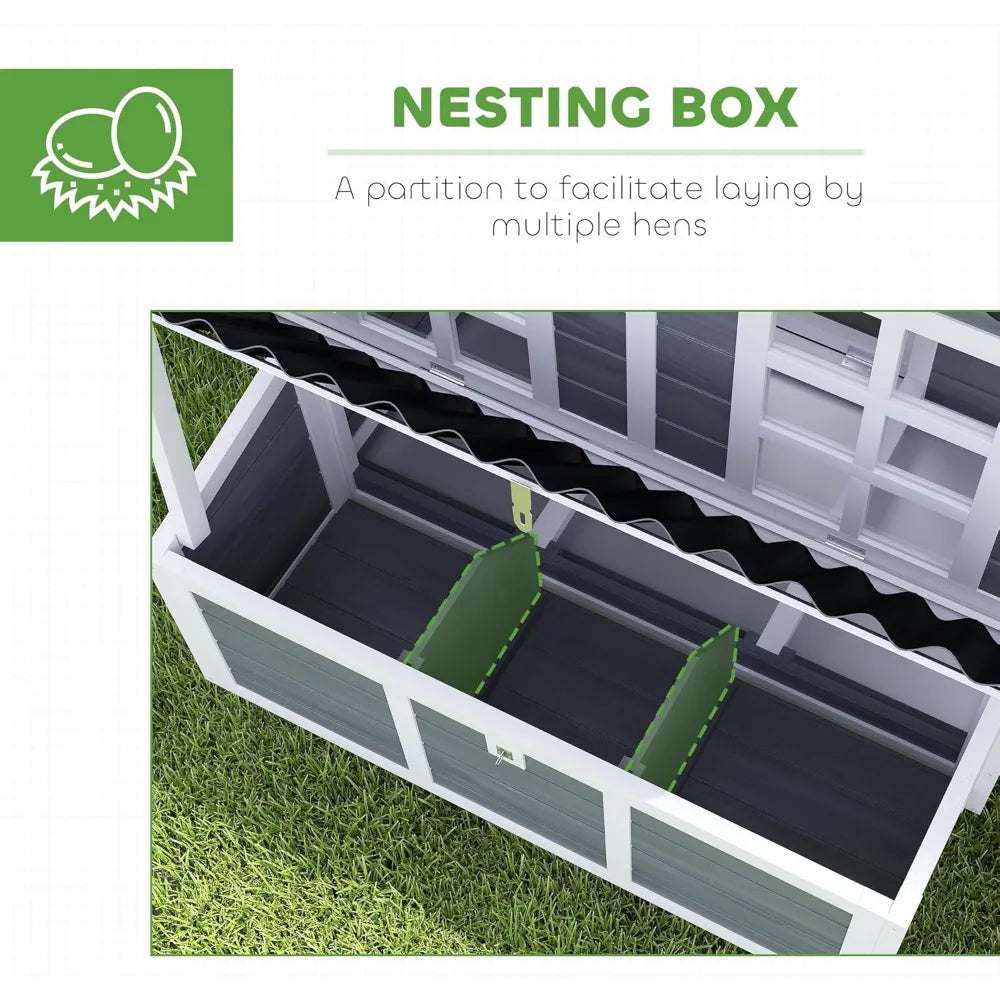 Outdoor Chicken Coop for 4 to 6 Hens with Nesting Area and Waterproof Roof