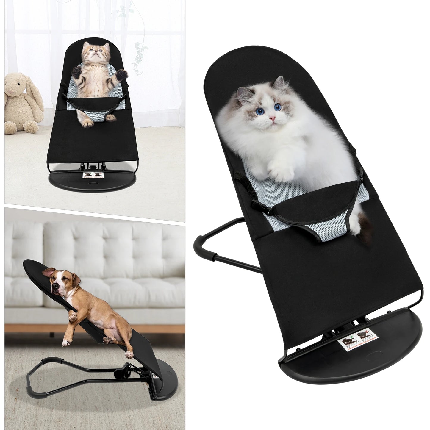 Black Pet Rocking Chair Foldable Rack For Pets Under 33.07 Lb