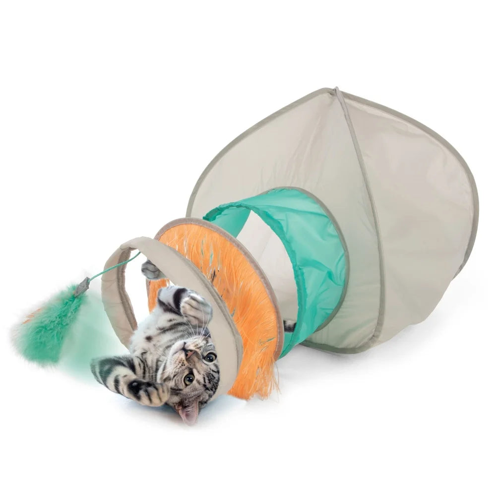 Fringe Cat Hideout With Play Tunnel Crinkle Toy Indoor Cat Resting Space