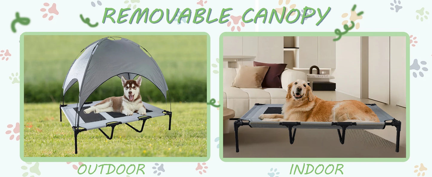 Dog Bed with Canopy Anti Scratch Oxford Fabric Summer Portable Cot