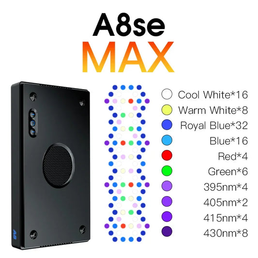 A8se II Max and Blue 240W WiFi APP Control Saltwater Aquarium Fish Tank Coral Reef LED Light SPS LPS