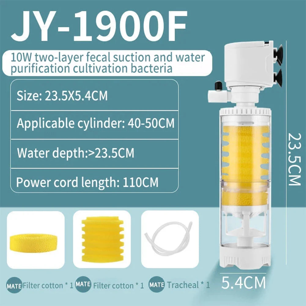 Tank Filter Ultra Quiet Fish Tank Filtration Pump Add Oxygen 3 in 1 Multifunction Internal Aquarium Filter Pump Accessories