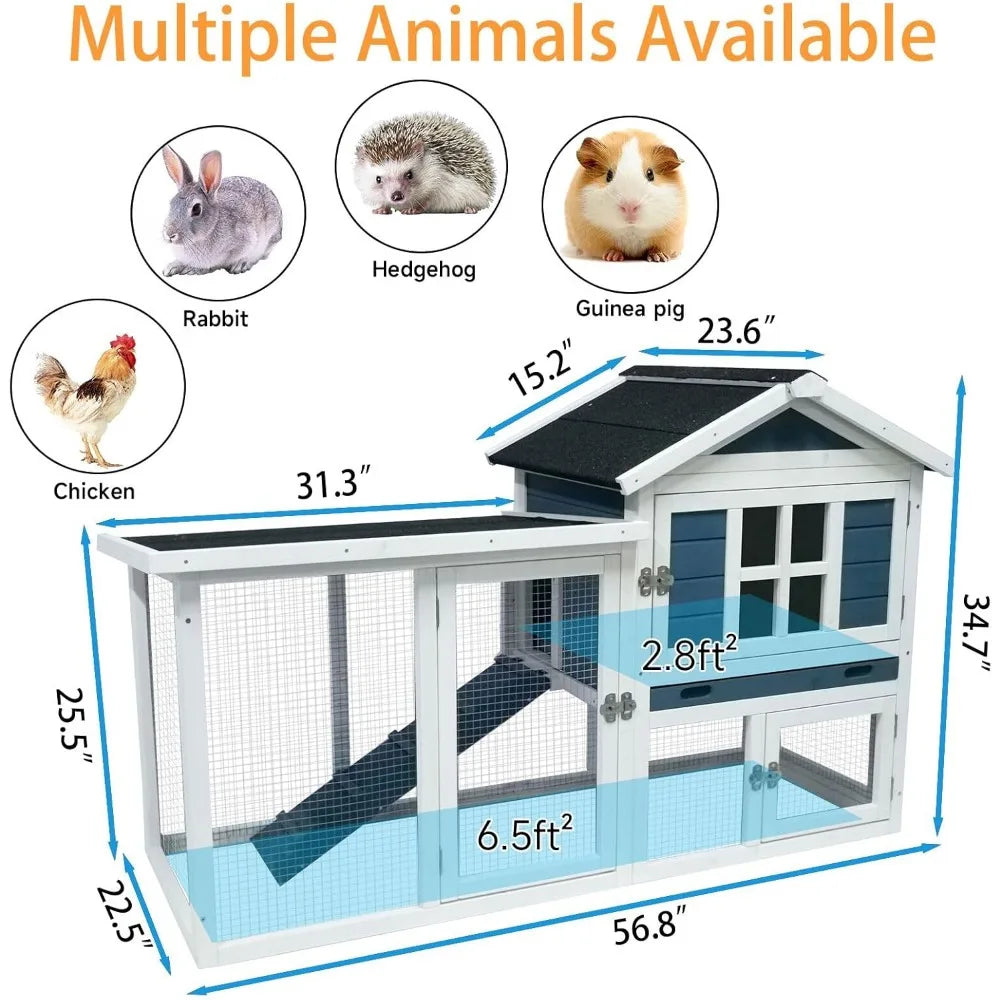 Weatherproof Outdoor Rabbit Hutch 2 Story Chicken Coop