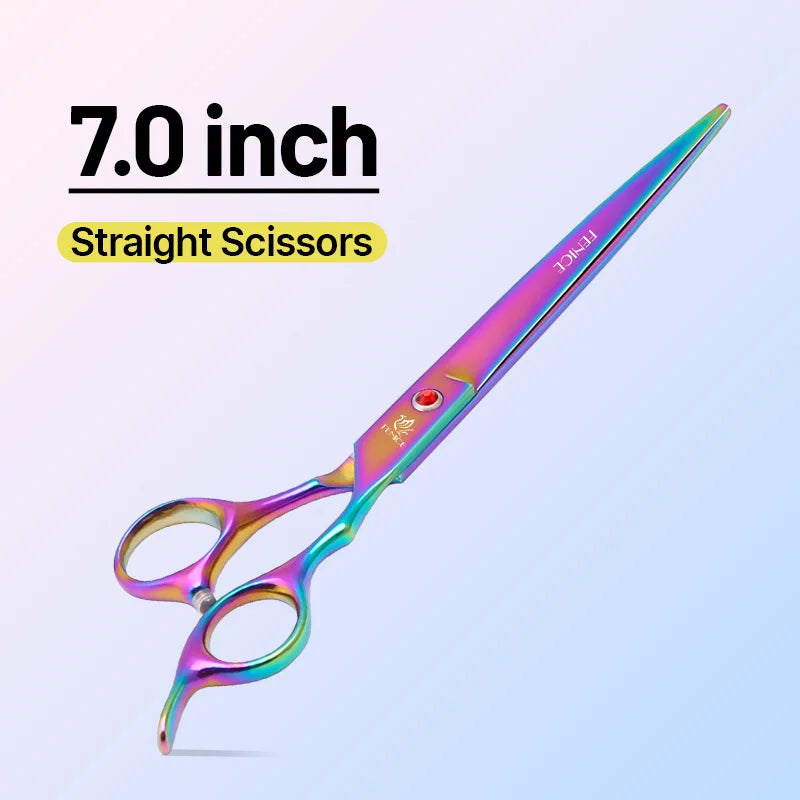 Fenice Classical Model Home Use 9CR Steel 6.5 Inch Rainbow And Black Dog Grooming Scissors Shears Set For Household Pet Owners