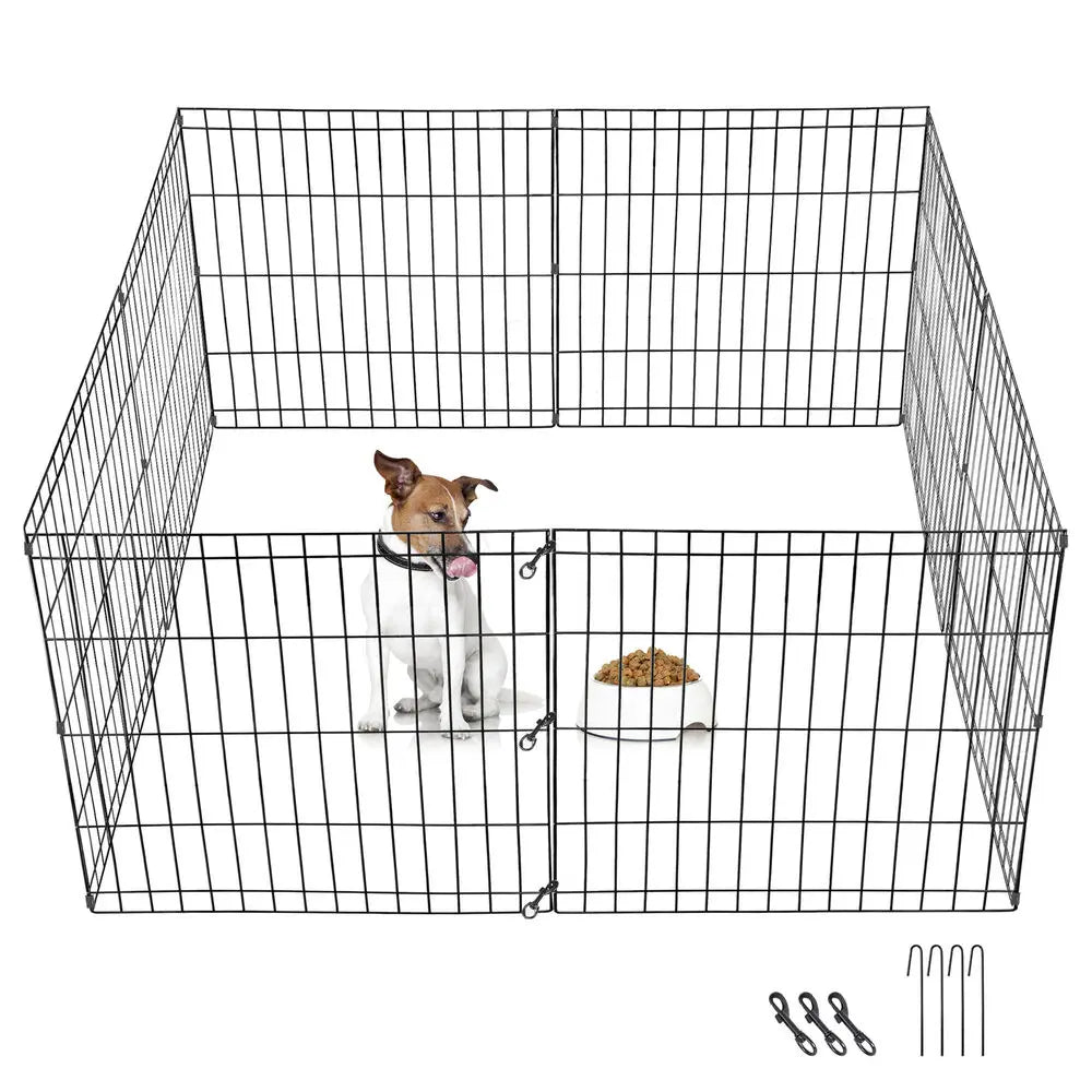 24 Inch Tall 8 Panel Metal Dog Playpen For Pets Outdoor Use