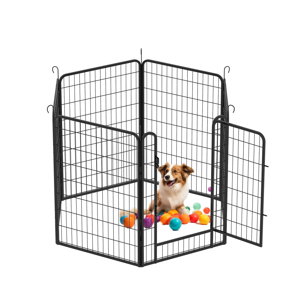 6 Panels Heavy Duty Metal Playpen with Door 39.37 Inch Dog Fence Pet Exercise Pen for Indoor and Outdoor Use