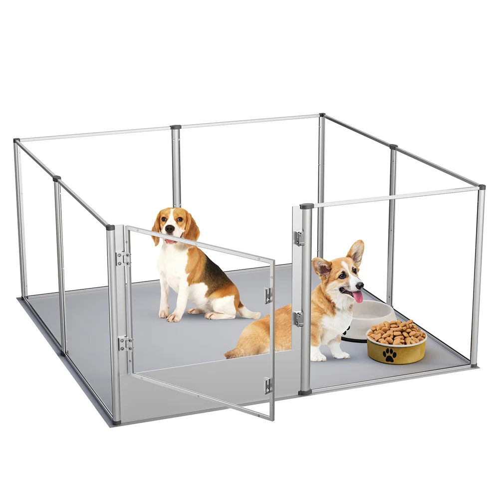 Extra Large Dog Playpen Acrylic Enclosure Pet Animal Fence Cage Whelping Box with Waterproof Fertility Pad