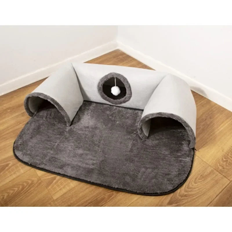 Four Seasons Hide Seek Cat Interactive U Shaped Tunnel Bed Cat Nest