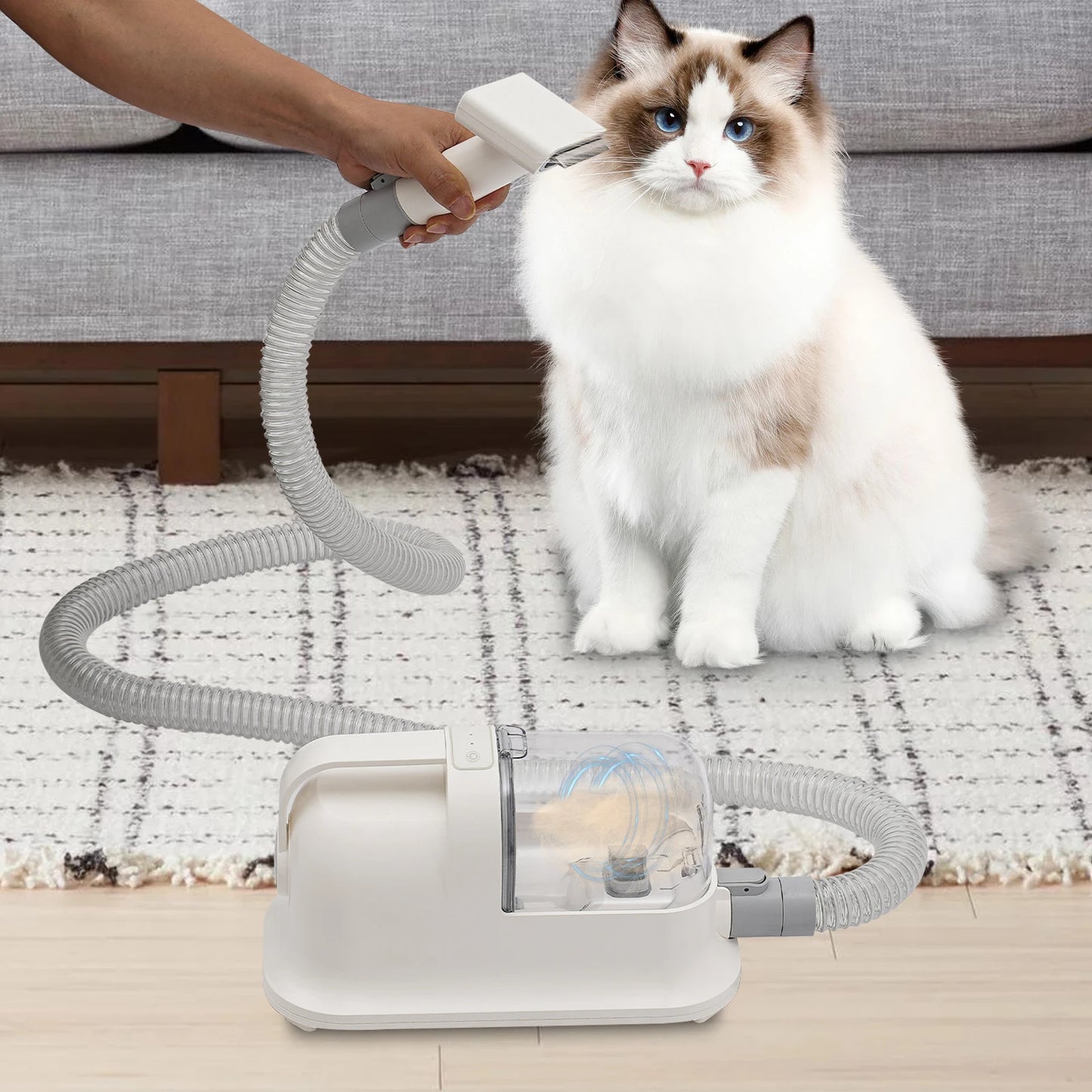 350W Pet Grooming Kit Vacuum Suction Cleaner and Dryer with 4 Grooming Tools for Dogs and Cats 1.4L Capacity Low Noise