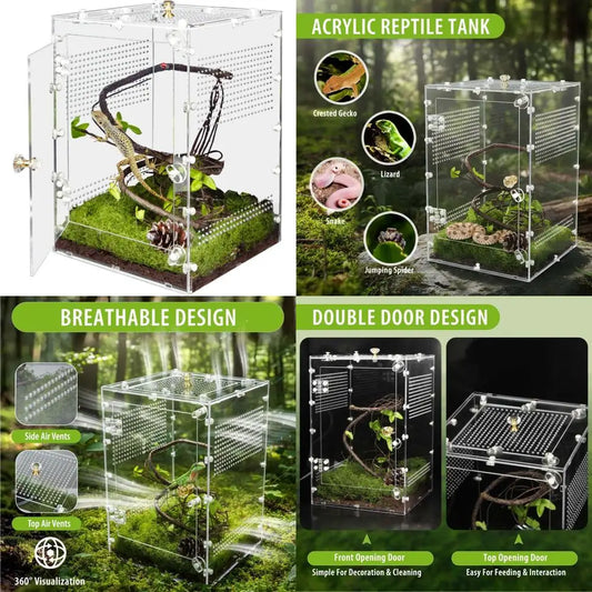 Acrylic Reptile Tank 10 Gallon Enclosure Front Opening Door
